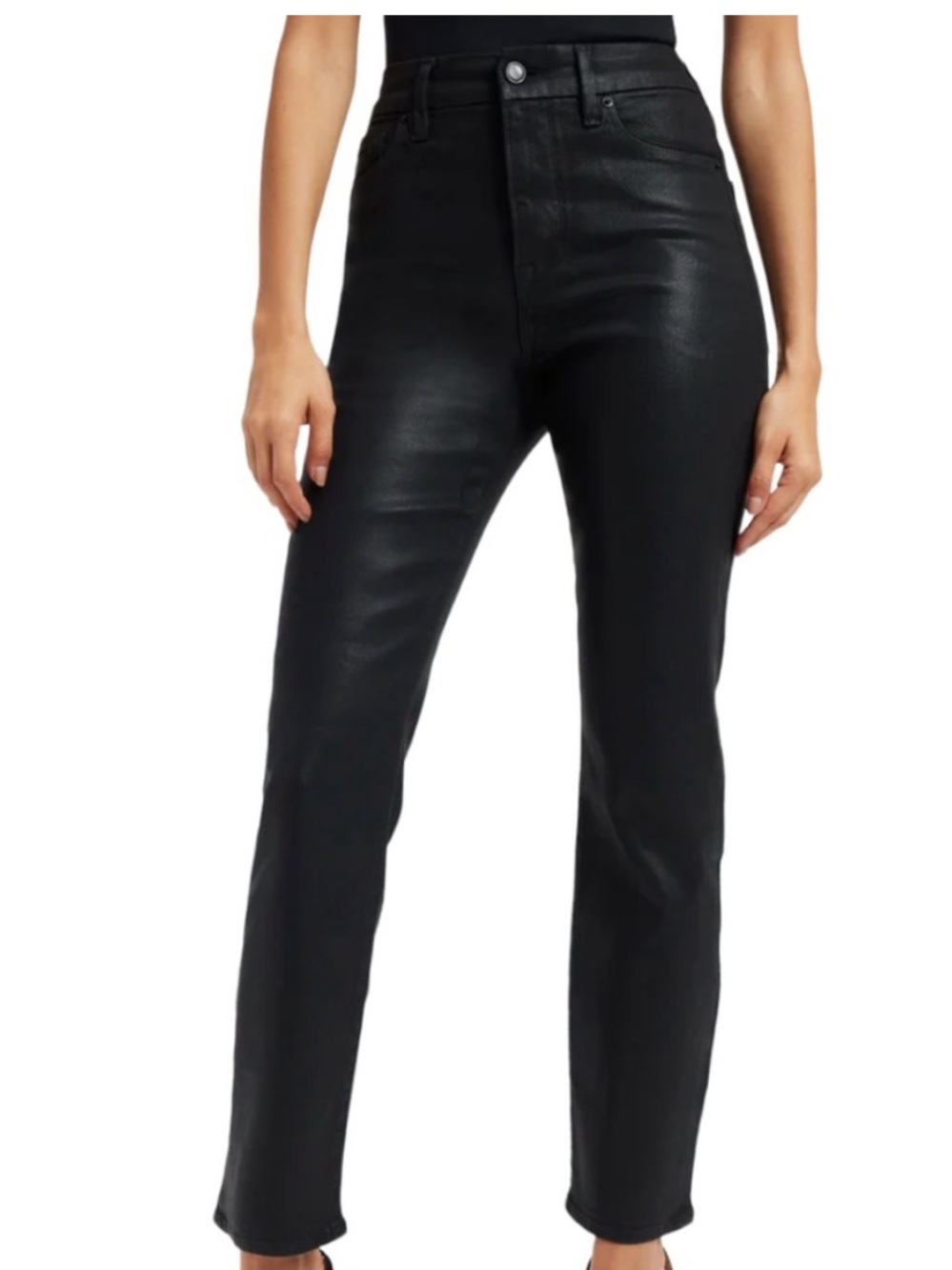 NWT Good American Black Good Classic Coated Jeans Sz 25